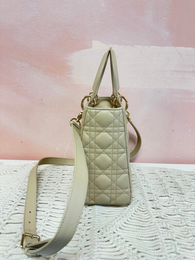 Dior Sand Lady Dior Medium Shoulder Bag w/Box (In Stores for $6700)