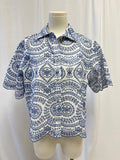 Misa Blue and White Eyelet Button Up NWT