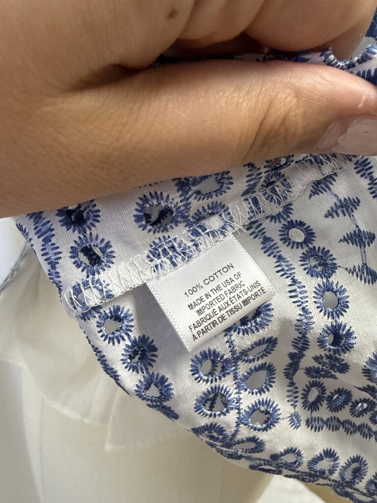 Misa Blue and White Eyelet Button Up NWT