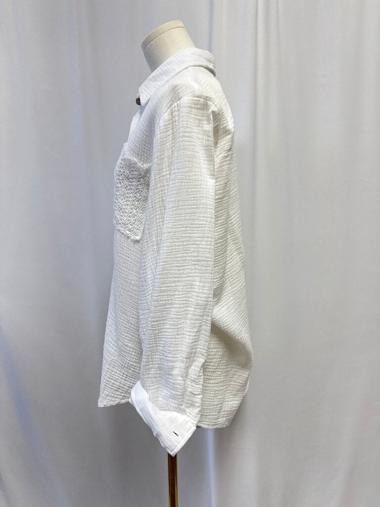 Ocean Drive White Gauze Button Up