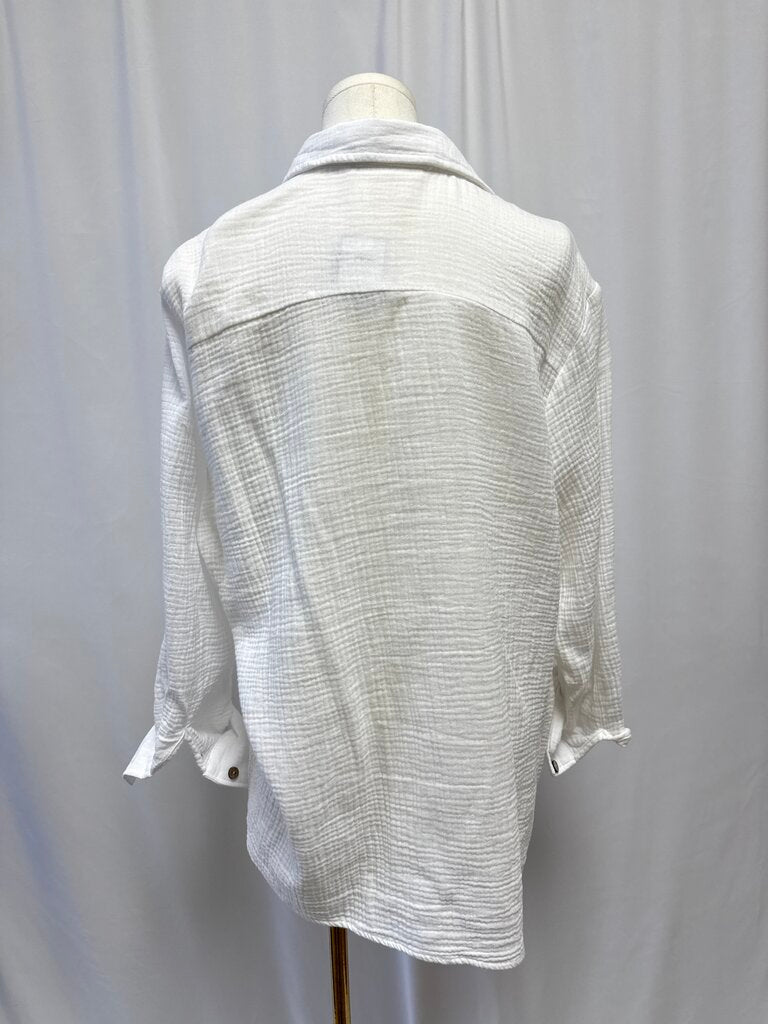 Ocean Drive White Gauze Button Up
