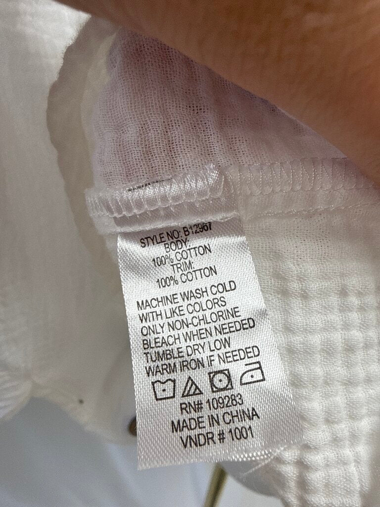 Ocean Drive White Gauze Button Up