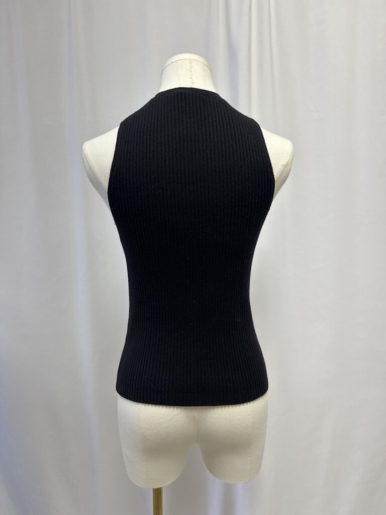 Vince Black Ribbed Tank