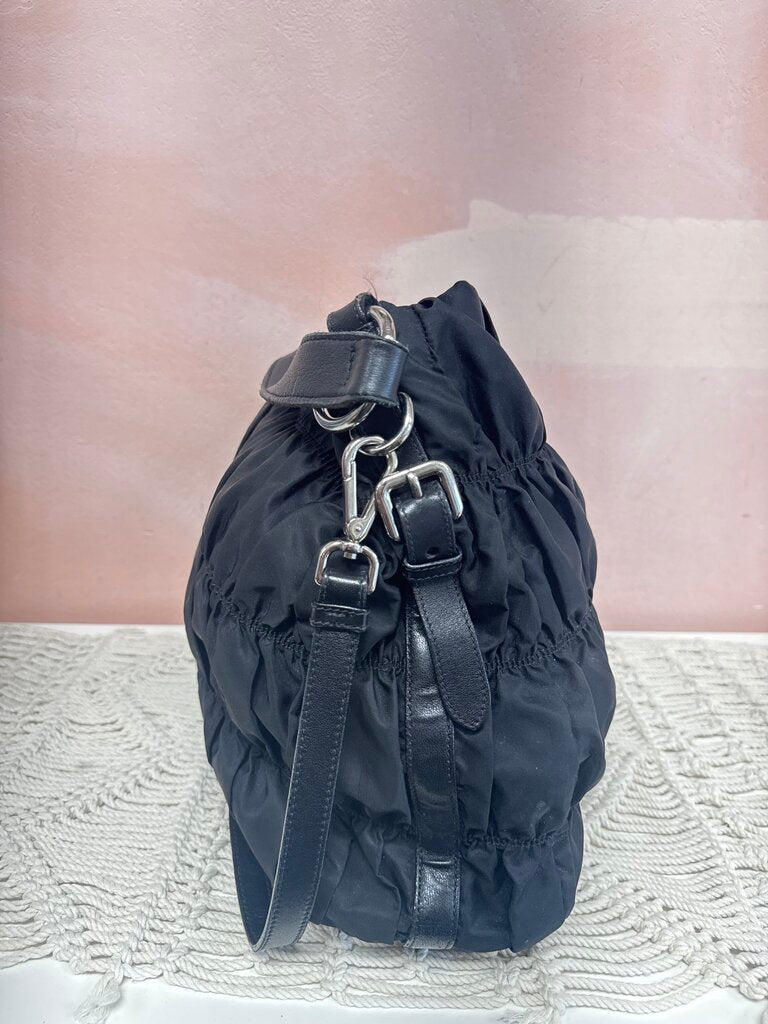 Prada Black Tessuto Gaufre Hobo (As Is)