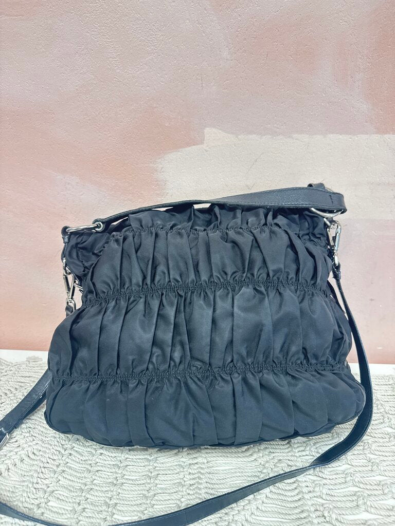 Prada Black Tessuto Gaufre Hobo (As Is)