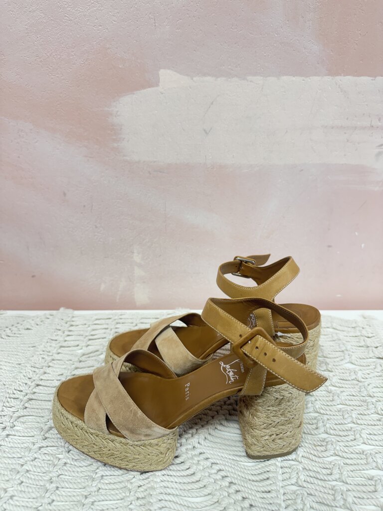 Louboutin Tan Suede Platform Sandal