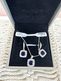 Nadri Crystal and Blue Stone Drop Earring and Necklace Set w/Box