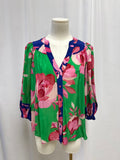 Gilner Farrar Green Floral Blouse