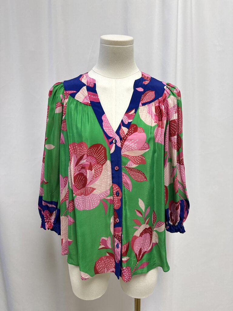 Gilner Farrar Green Floral Blouse