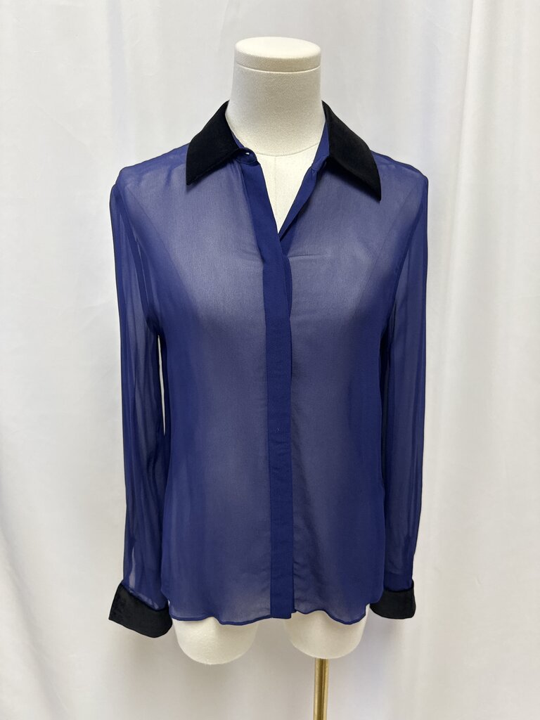 alice + olivia Cobalt Sheer Blouse NWT