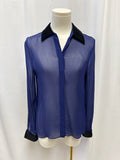 alice + olivia Cobalt Sheer Blouse NWT