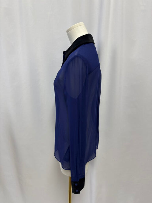 alice + olivia Cobalt Sheer Blouse NWT