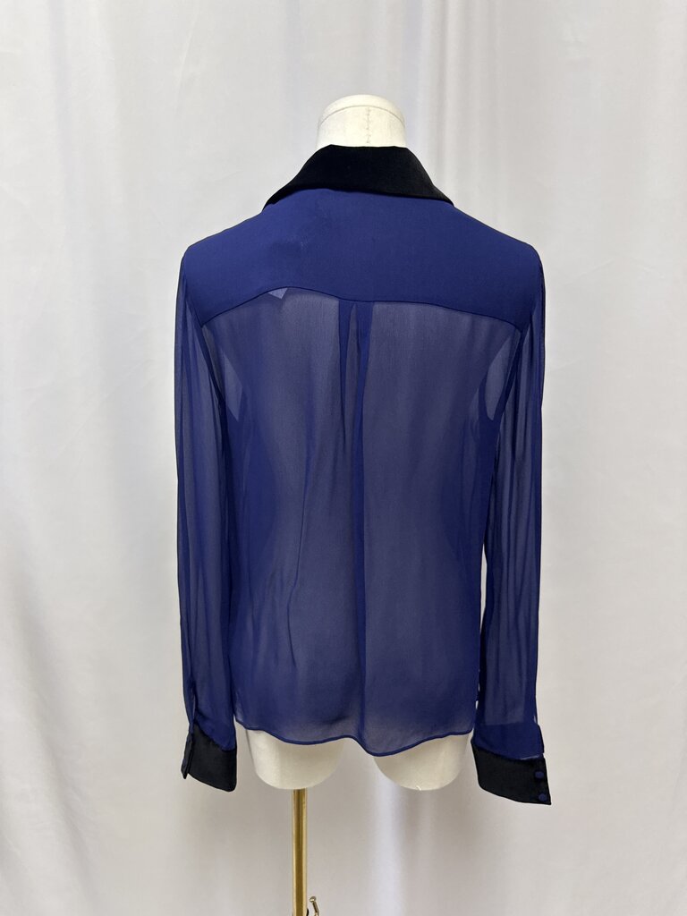 alice + olivia Cobalt Sheer Blouse NWT