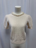 Sandro Ivory Cable Knit and Pearl Sweater