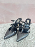 Valentino Gunmetal Grey Rockstud Mules w/Box