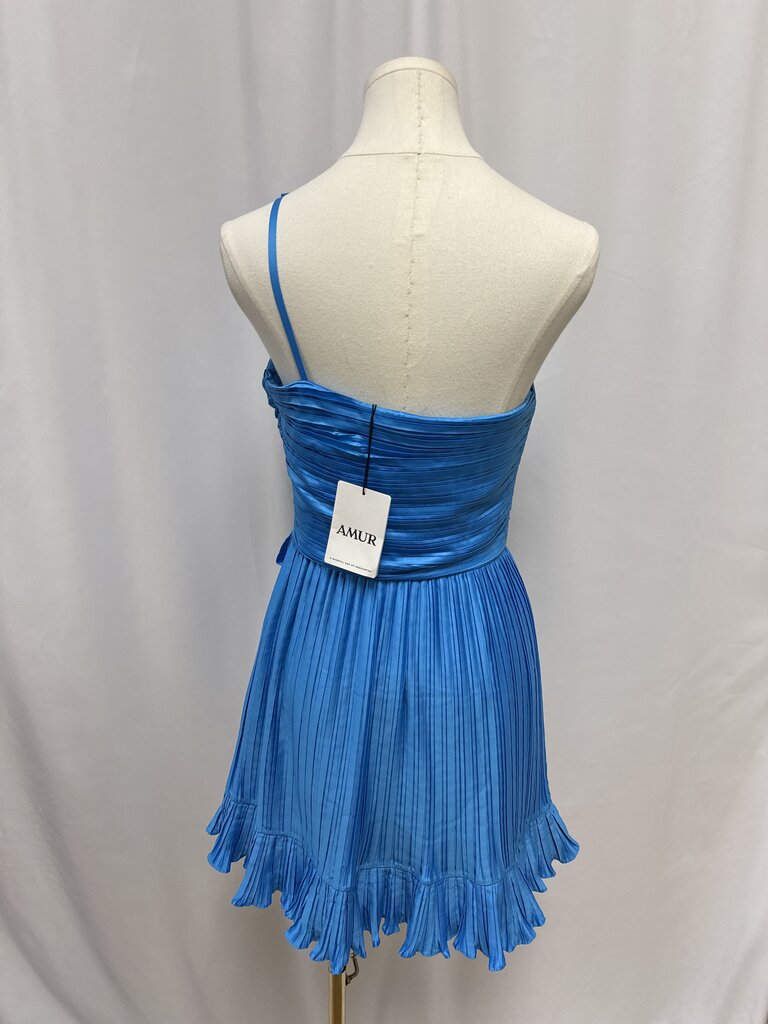Amur Cobalt Pleated One Shoulder Dress NWT