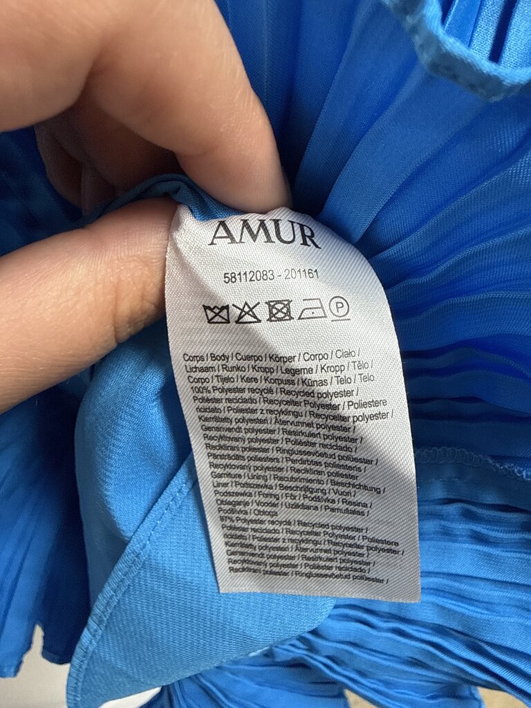 Amur Cobalt Pleated One Shoulder Dress NWT