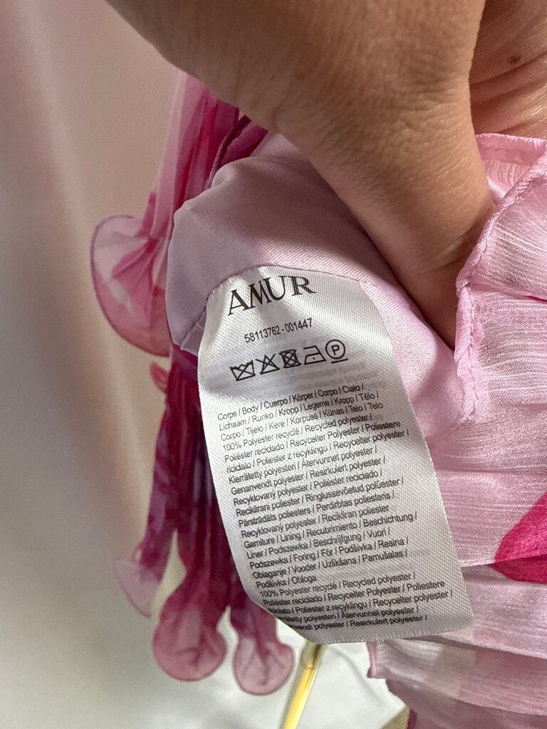 Amur Pink Pleate Strapless Dress NWT