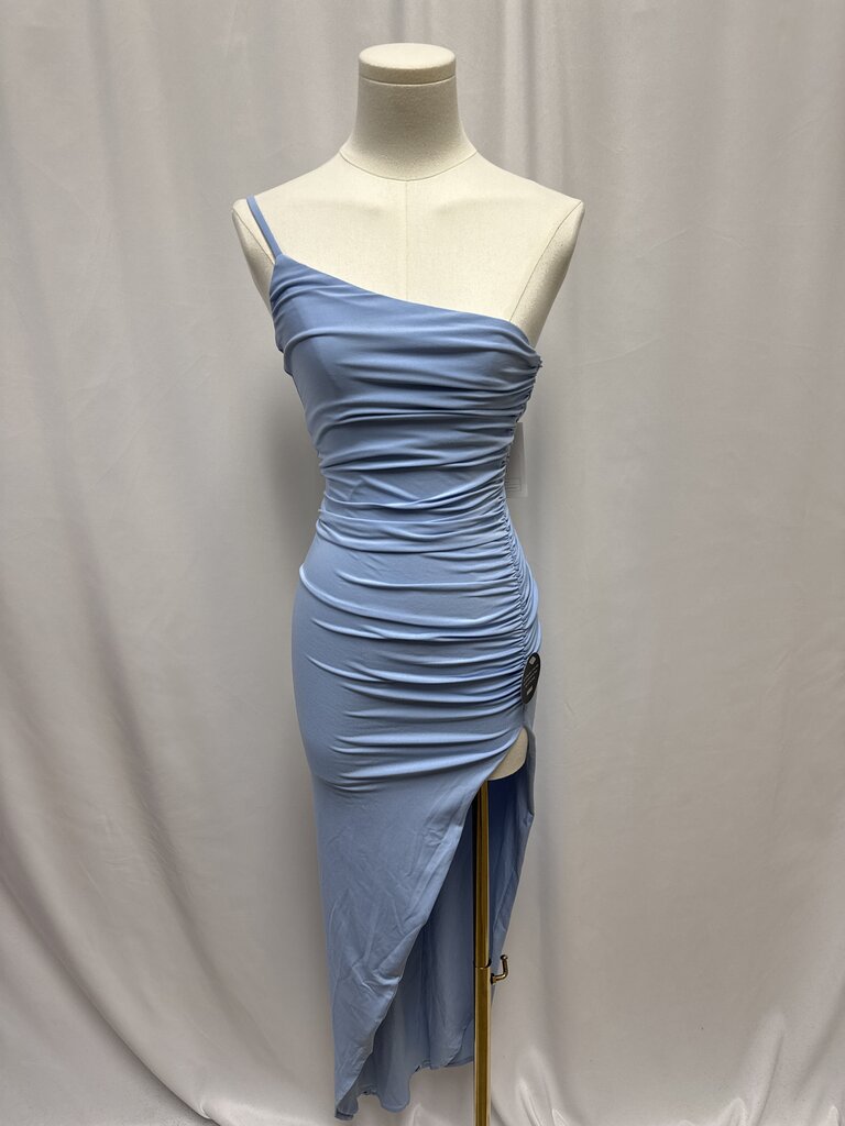 Michael Costello x Revolve Blue One Shoulder Dress