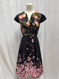 Ted Baker Black Floral and Peach Dress