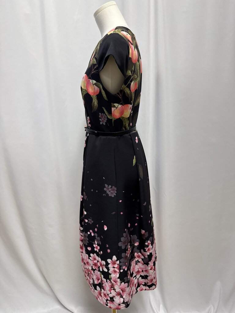 Ted Baker Black Floral and Peach Dress
