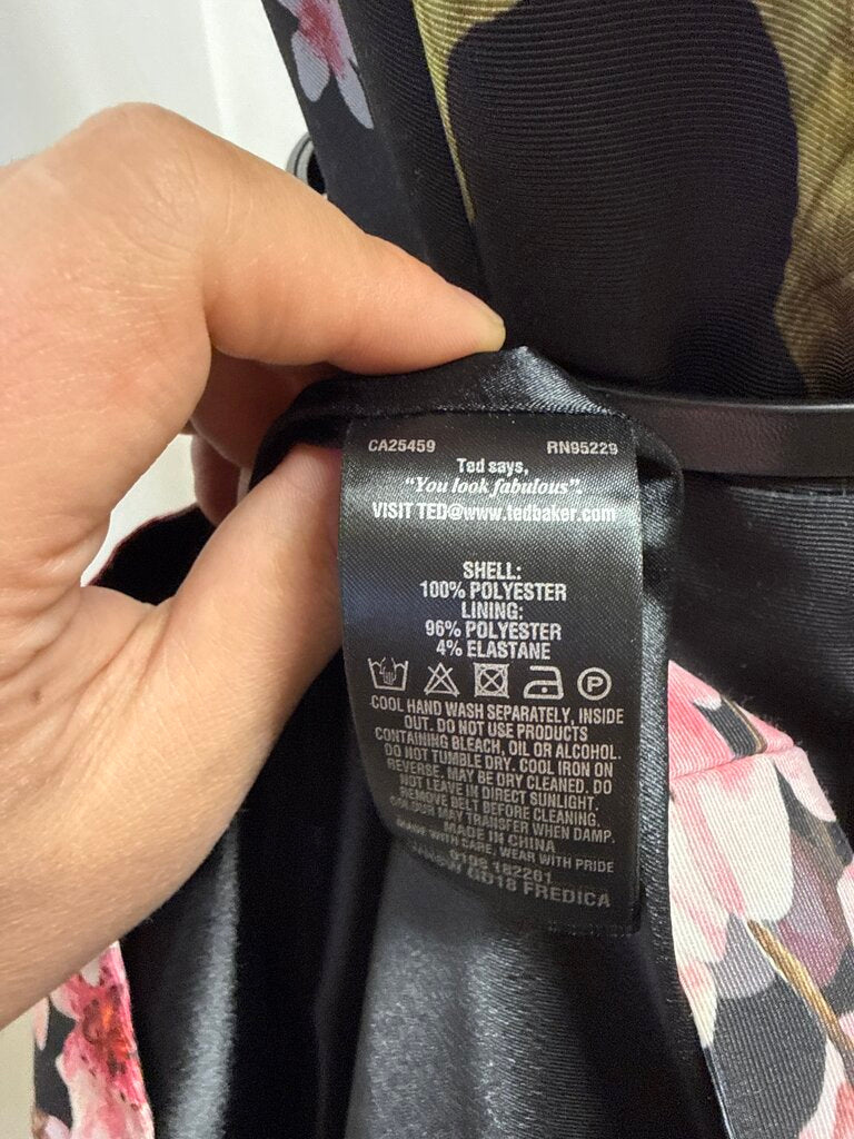 Ted Baker Black Floral and Peach Dress