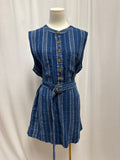 Faherty Blue Striped Belted Dress