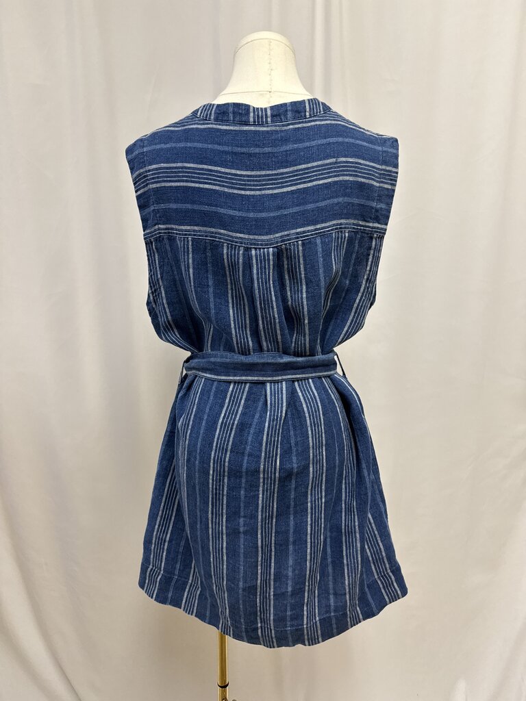 Faherty Blue Striped Belted Dress