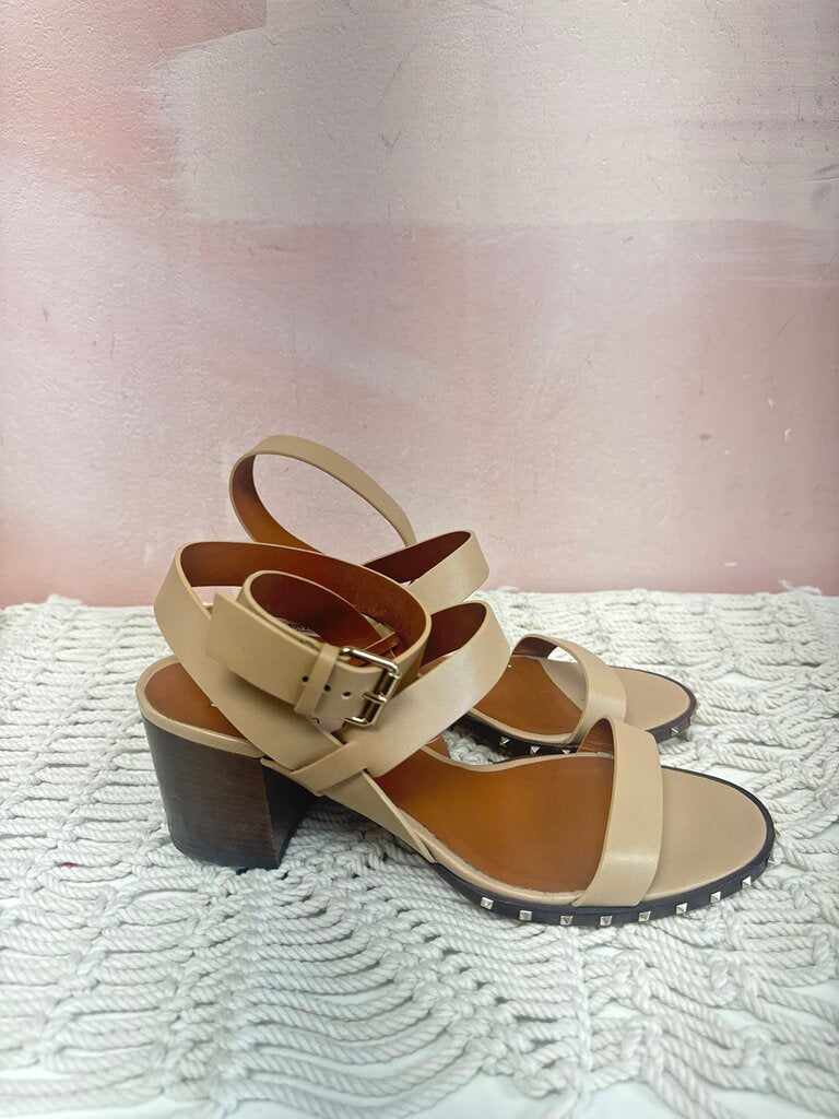 Valentino Tan Leather Rockstud Sandal