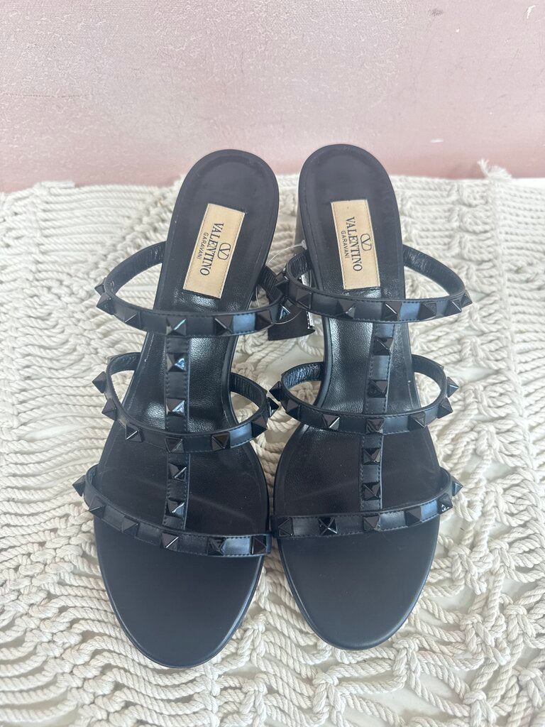 Valentino Black Patent Accent Stud Heel