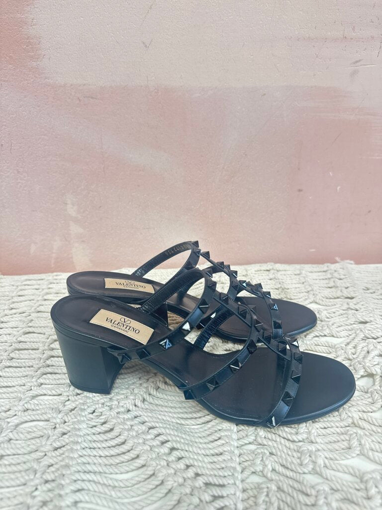 Valentino Black Patent Accent Stud Heel
