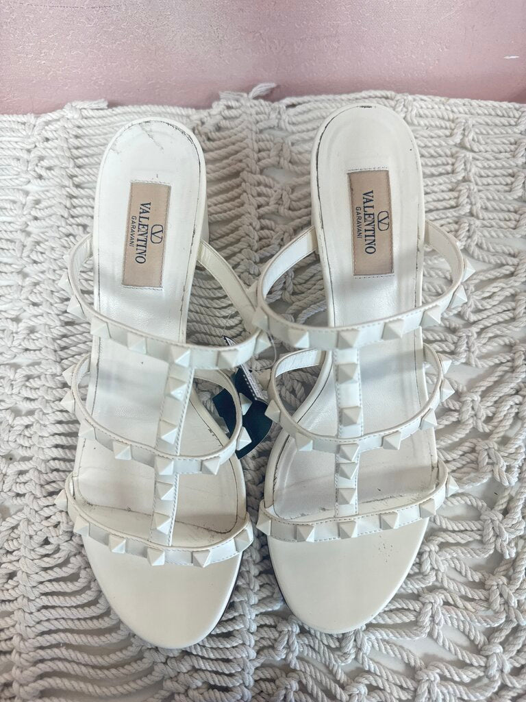 Valentino White Rockstud Sandal