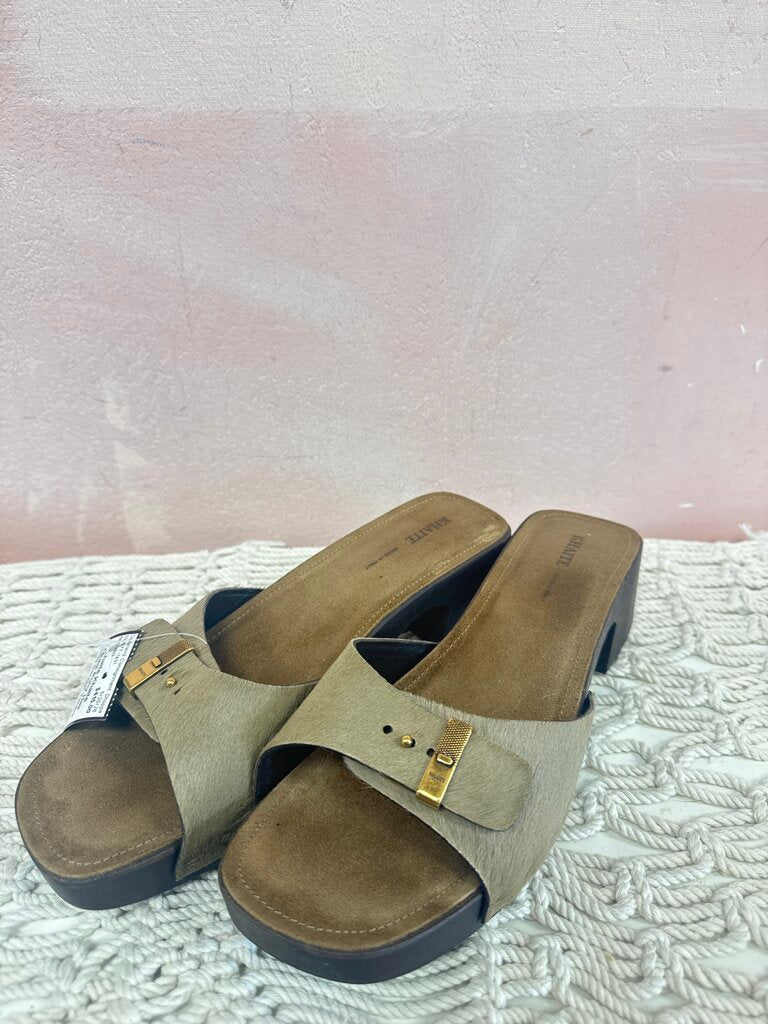 Khaite Taupe Pony Hair Clog Sandal