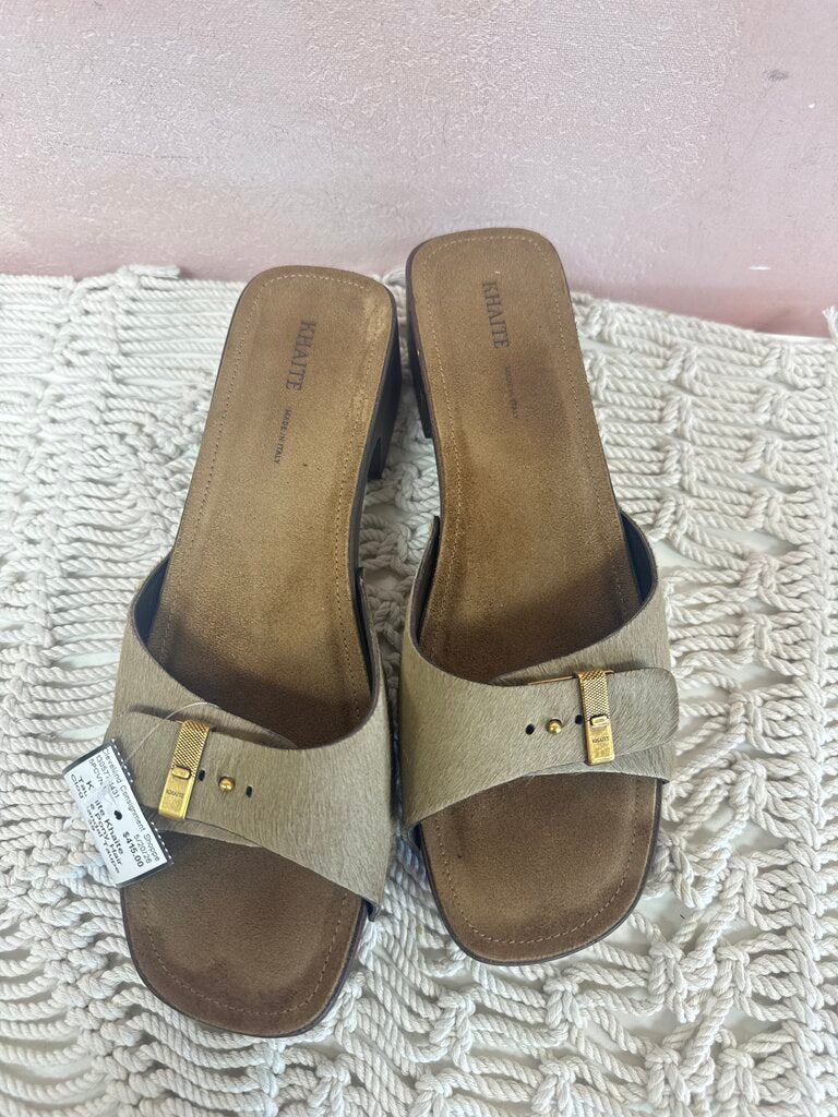 Khaite Taupe Pony Hair Clog Sandal