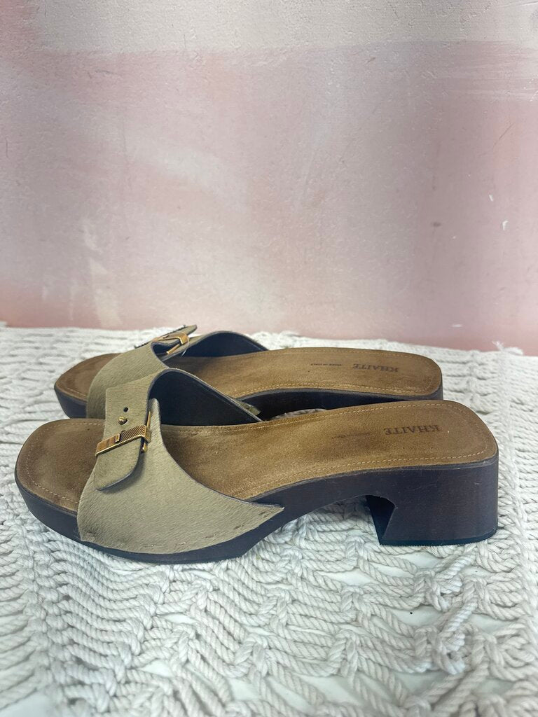 Khaite Taupe Pony Hair Clog Sandal