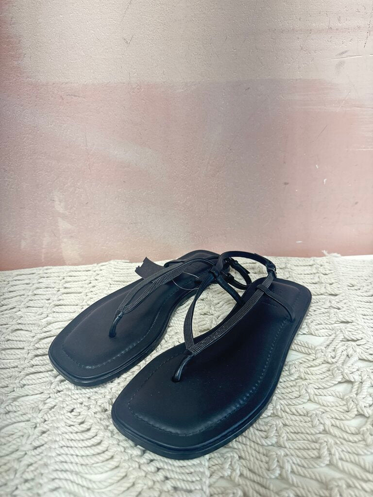 Brunello Cucinelli Black Thong Sandal