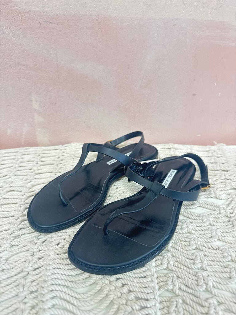 Manolo Black Thong Sandal