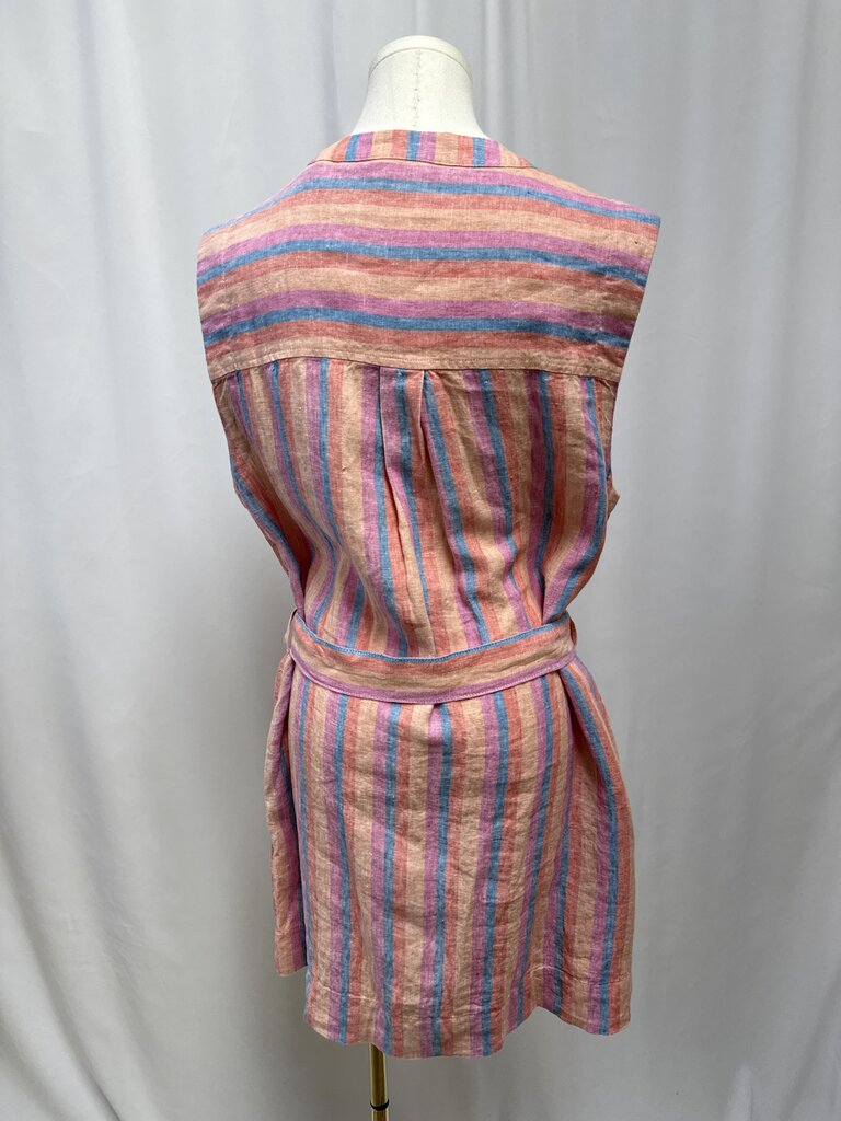 Faherty Pink Striped Belted Dress