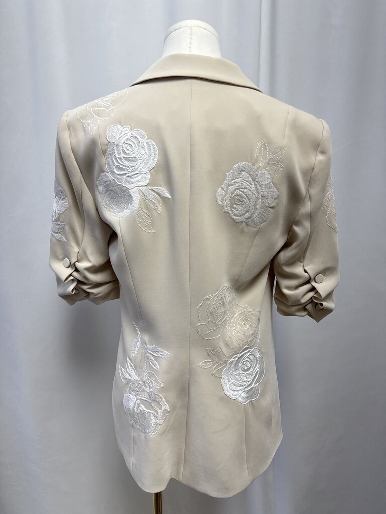 Cinq a Sept Tan and Ivory Floral Applique Blazer NWT