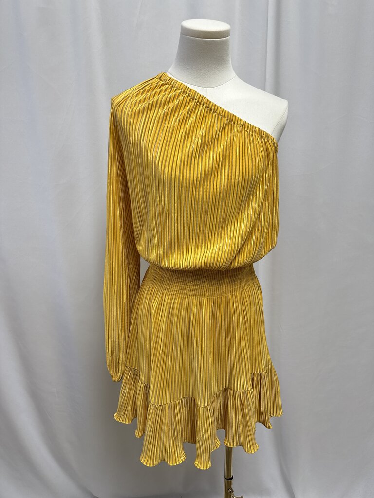 Ramy Brook Yellow Pleated One Shoulder Dress NWT