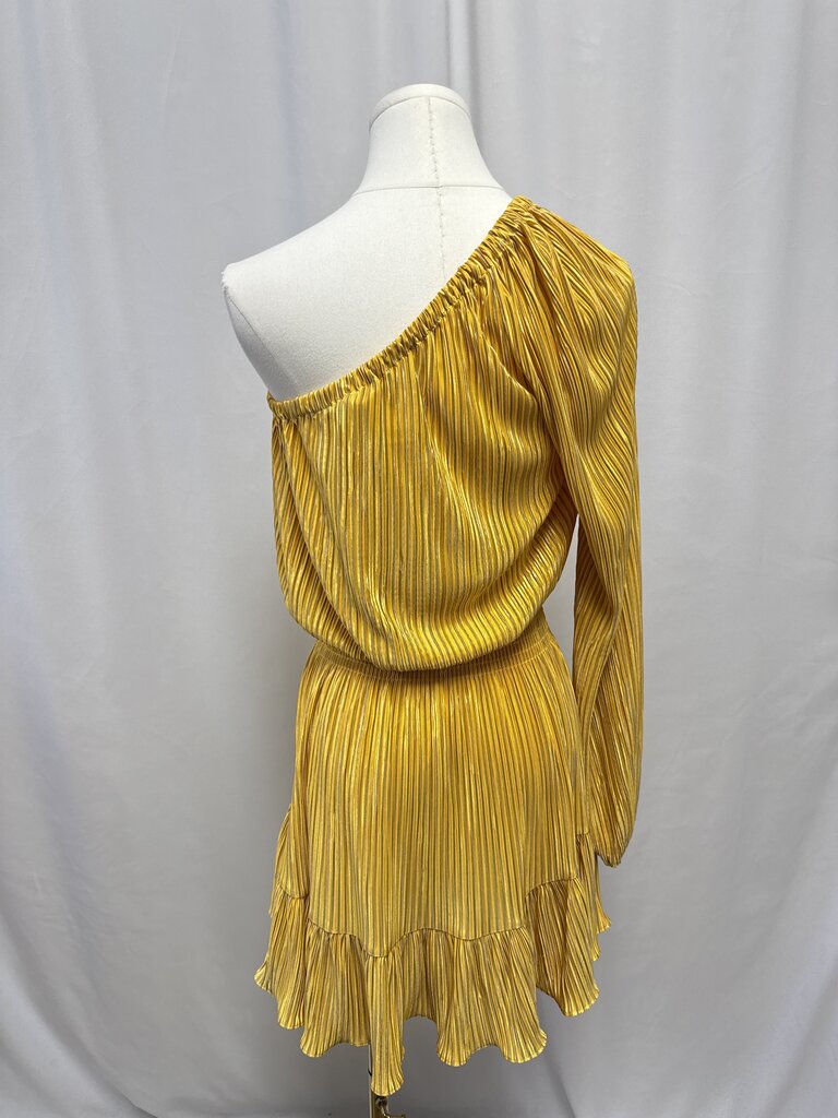 Ramy Brook Yellow Pleated One Shoulder Dress NWT