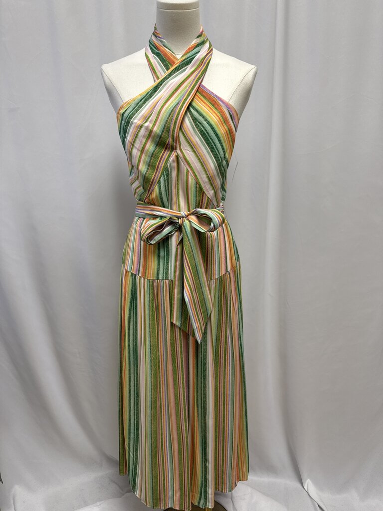 Shoshanna Green Striped Halter Sundress NWT