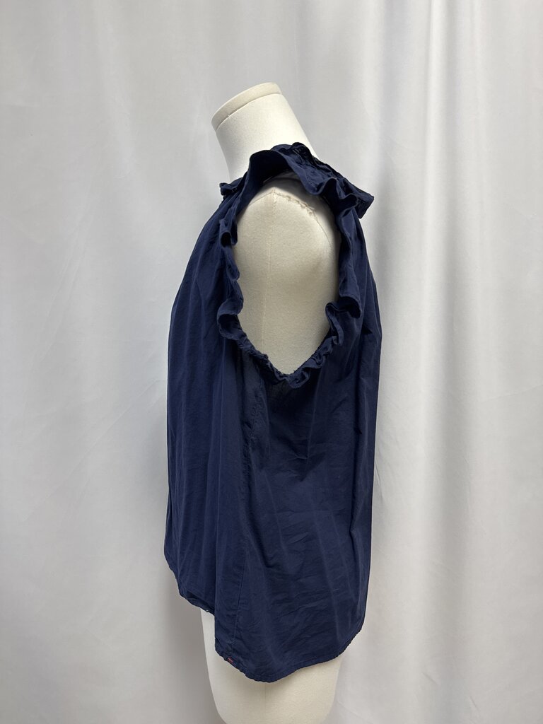 Xirena Blue Sleeveless Furffle Top