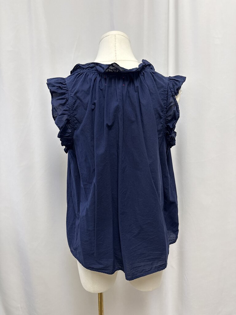 Xirena Blue Sleeveless Furffle Top