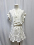 Veronica Bead White Drop Waist Dress NWT