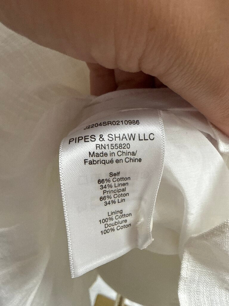 Veronica Bead White Drop Waist Dress NWT