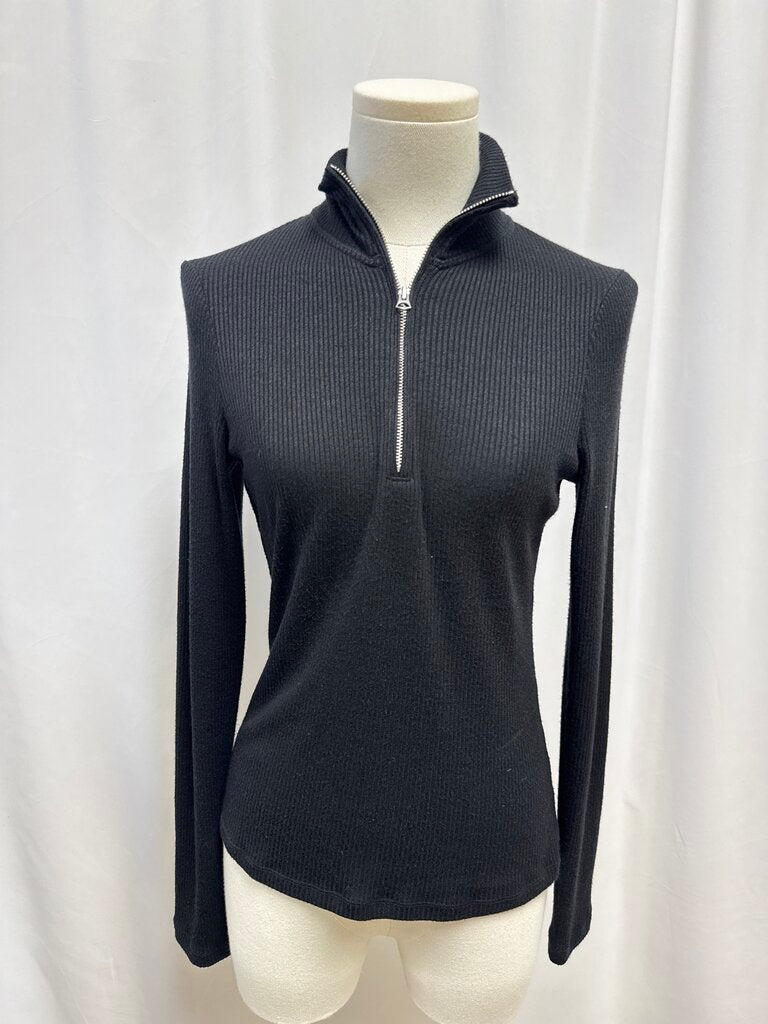 rag & bone Black Ribbed 3/4 Zip
