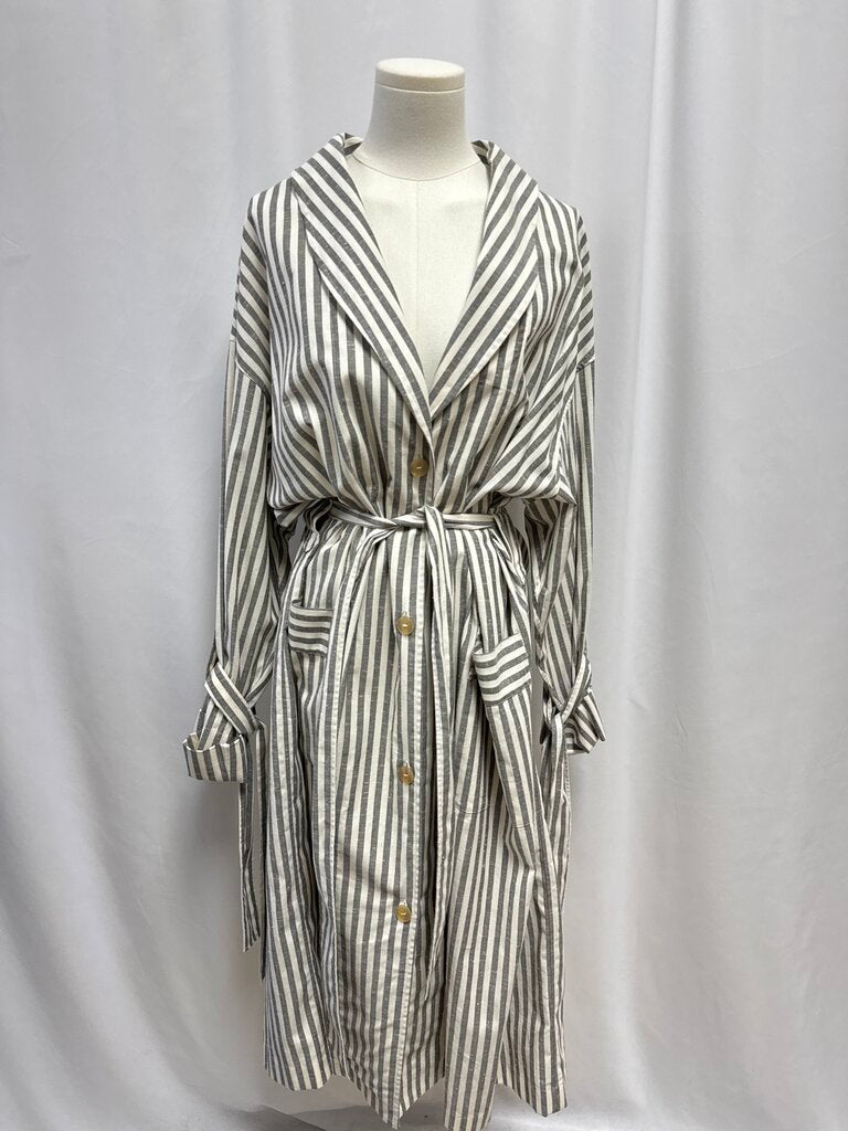 Loewe Taupe Striped Belted Trench Coat