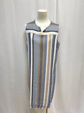Vilagallo Blue and Tan Striped Sheath Dress