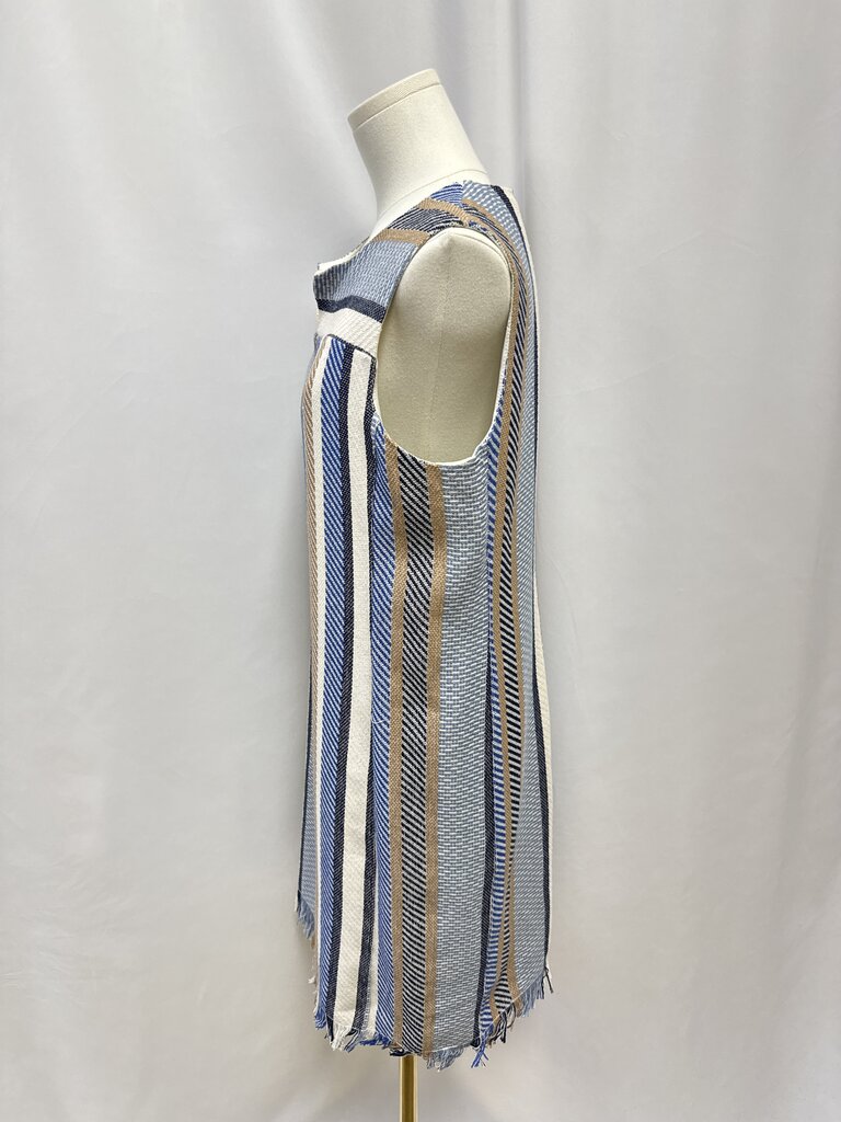 Vilagallo Blue and Tan Striped Sheath Dress
